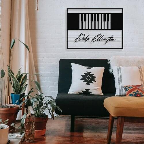 MIGNATIS Jazz Music Piano and Duke Ellington Framed Design Metal Wall Decor - Kitchen Wall Decor, Office, living Room