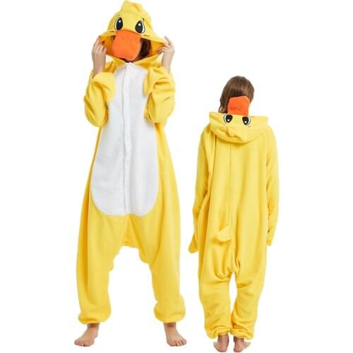 Cute Animal Yellow Duck Cosplay Onesies for Adult Jumpsuit Pijama Cartoon Kigurumi Costume Halloween Sleepwear Onesieshow