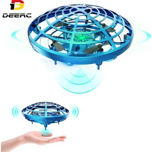 DEERC Mini Helicopter RC UFO Drone Motion Sensor Helicopter Aircraft Electronic Model Quadcopter Outdoor Indoor Toys For Child