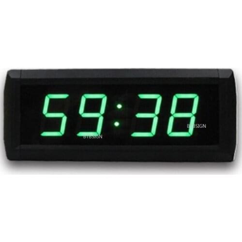 Green Color 1.8inch 4Digits Wall Clock Modern Large Led Digital Countdown Watch 12/24 Hour Display