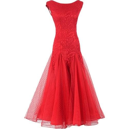New Red Black lace ballroom waltz modern dance dress dance competition standard ballroom dancing clothes