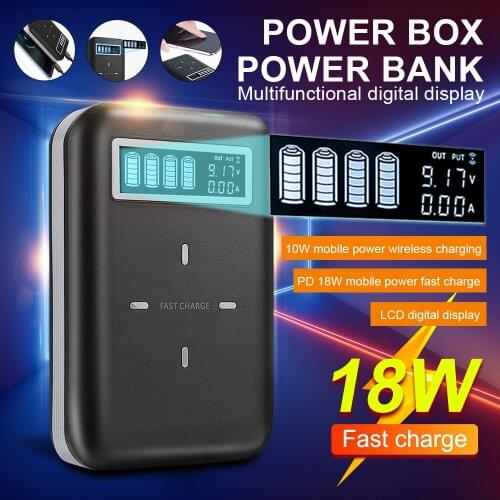Quick Charge 4*18650 Power Bank Case 10W Wireless Charging USB Charger QC 3.0 PD DIY Shell 18650 battery Holder Charging Box