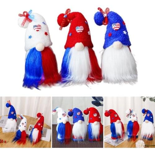 Patriotic Gnome Handmade American Festival Home Decoration for Memorial Day/Independence Day/4th of July Strips Plush