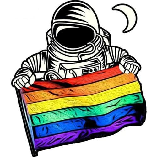 Pride Parade Astronaut and LGBT Flag Funny Car Stickers Waterproof Decoration Personality Vinyl Car Wrap