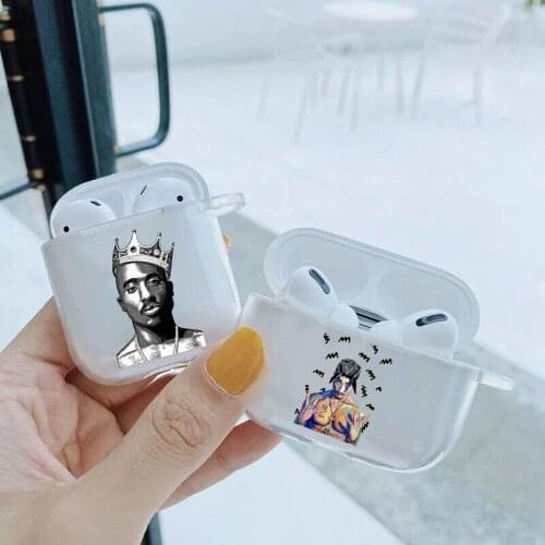 Rapper Singer 2PAC Tupac Transparent TPU silicone Bluetooth Airpod Case For Airpods 1/2 Airpods pro soft cover