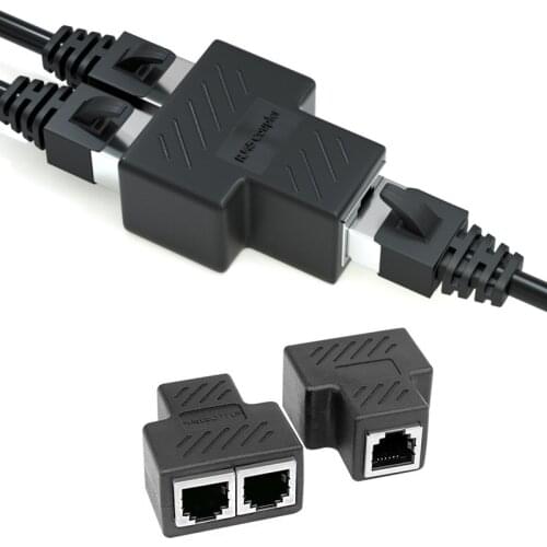 RJ45 Female Splitter Connectors 1 to 2 Port Female CAT 5/CAT 6 LAN Ethernet Socket Connector Adapter Ethernet Port Hub