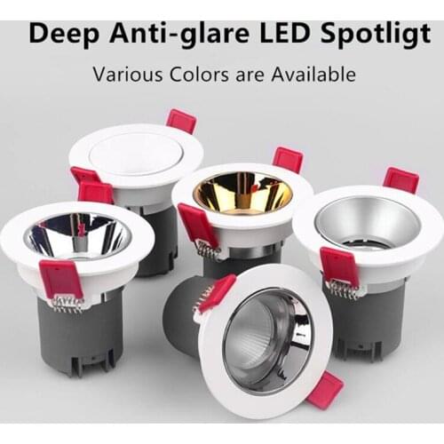 Adjustable Angle 10W LED Downlight 15W Round Recessed Lamp Anti Glare Dimmable Led Bulb Bedroom Kitchen Living Room Indoor Light