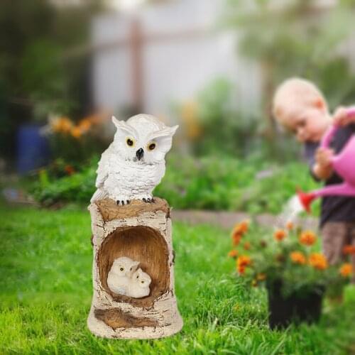 Owl Garden Decorations with Solar Lights, Resin Garden Statue and Sculptures Lawn Bird Ornaments for Outdoor Patio Yard Decor