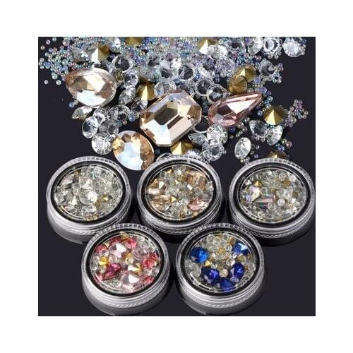 Nail Art Decorations Crystal Glitter 3D Nails DIY Rhinestones Decorations mix size Free Shipping