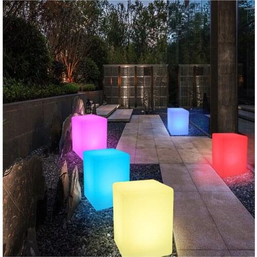 20INCH LED Cube Light Luminous Furniture Remote Control 16-Color Cubic Stool Lamp for Outdoor Indoor Night Party Decor