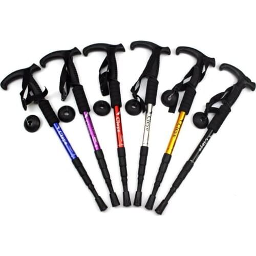 Outdoor Trekking Poles Collapsible Hiking Walking Trail Poles Anti-Shock Climbing Sticks Aluminum Alloy