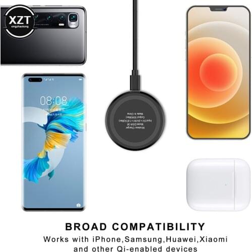 Ultra-Thin Waterproof Mini Wireless Charging Pad Qi Fast Wireless Charger for Samsung Note 10 9 8 S9 Plus iPhone 11 Pro XR X XS