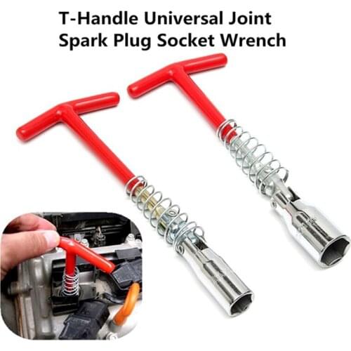 Universal 16mm/ 21mm Spark Plug Removal Tool Spanner Socket Wrench T Grip Handle Flexible Spanner Socket T Handle T Bar