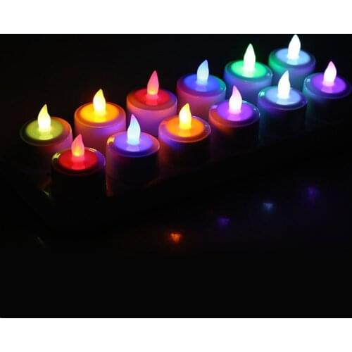 Pack of 12 Rechargeable Led Tea Light Candle lamp Flameless TeaLight color Changing Party Wedding Church home decor-Multicolor