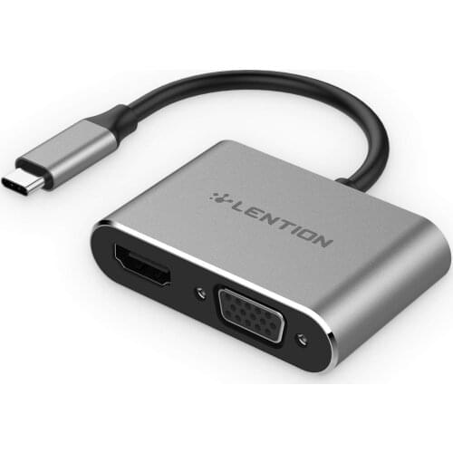 USB-C to 4K HDMI & VGA Dual Display Digital AV Adapter for 2018 2019 MacBook Air & iPad Pro, MacBook Pro (Thunderbolt 3), XPS 13