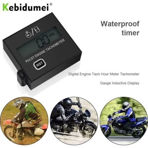 Clip Style Waterproof Induction Digital Tachometer Gasoline Engine Tach Hour Meter Motorcycle Chainsaw Lawn Mower Speedometer