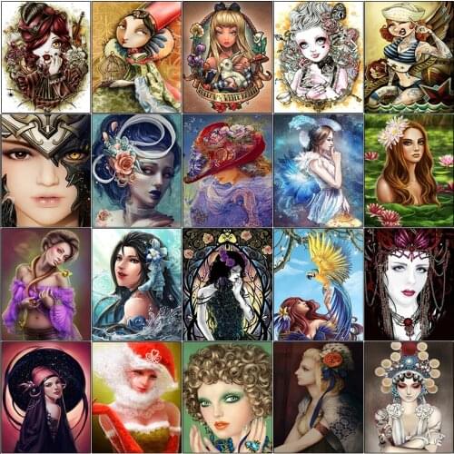 Full square cuadros embroidery 5d diamond painting kit Woman color cartoon christmas complet Cross stitch dirll drawing mosaic