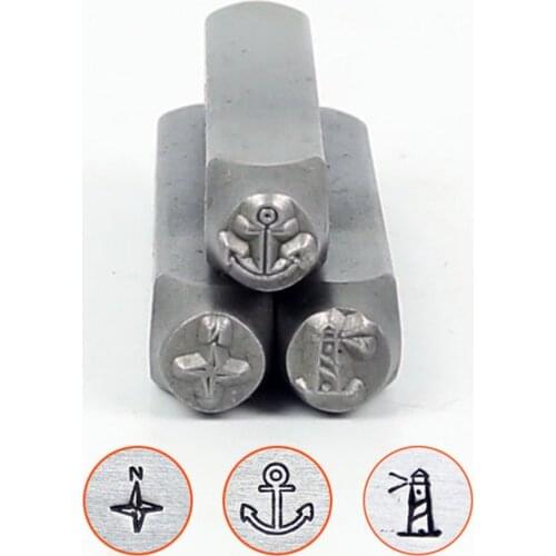 Anchor/Compass/Lighthouse Design Metal Jewelry Stamps,DIY Bracelet/jewelry steel stamp,6MM