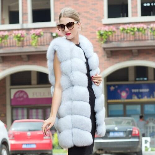 2020 New Womens Hot Natural Blue Fox Vest 100% Genuine Fur Fox Hair Vest Fashion Trend Lady Fashion Luxury Coat Warm LHZ-1023