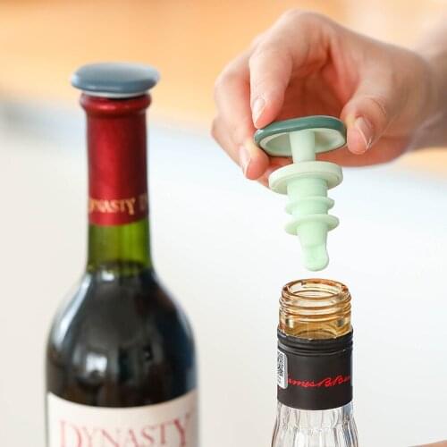 1PC Silicone Bottle Stopper Wine Beverage Bottle Cap Plug Leak Proof Champagne Bottles Sealer Cover Home Bar Preservation Tools