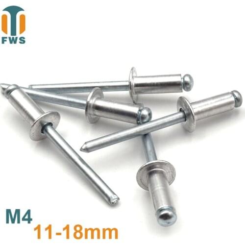 10 PCS M4 11-18mm DIN EN ISO 15977 GB /T 12618.1 Aluminum Open End Blind Rivets Pop Rivets With Protruding Head For Furniture