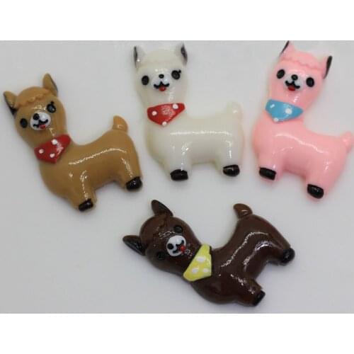 100/50pcs Cute Mixed Color Flatback Alpaca Miniatures Resin Lama Pacos Cabochons For Scrapbooking Diy Craft