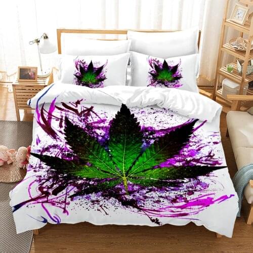 Drop Shipping Weed Leaves Bedding set Soft Microfiber Plant Duvet Cover Sets Queen King Size Quilt Covers With Pillowcase 2/3pcs