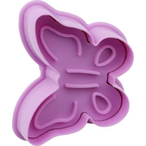 4PCs/ Set Cookie Stamp 3D Butterfly Form Biscuit Plunger Cutter Baking Christmas Cake Decorating Tools selo carimbo de biscoito