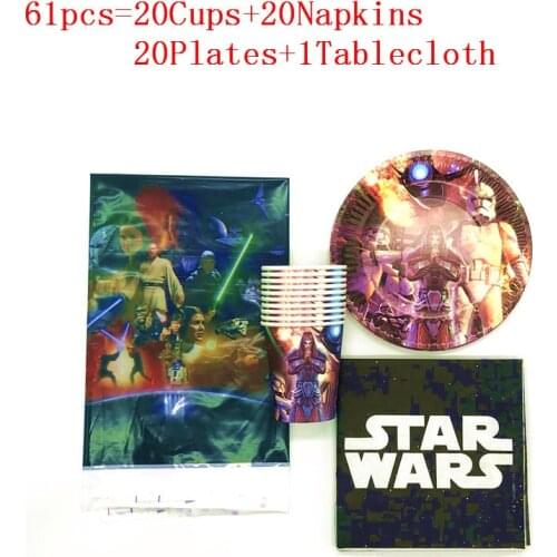 41/61pcs Star Wars Theme Birthday Decoration Alien Party Supplies Paper Plate Cup Cartoon Theme baby Shower Napkin Tablecloth