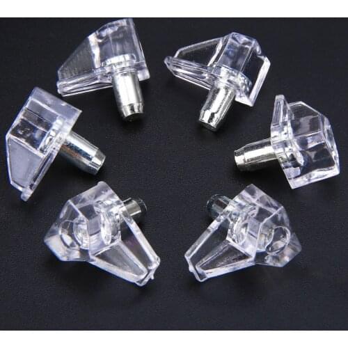 50pcs 5mm Clear Shelf Support Pegs Replaceable Shelf Holder Pins Kitchen Cabinet Pegs Studs with Metal Pin Kitchen Tools