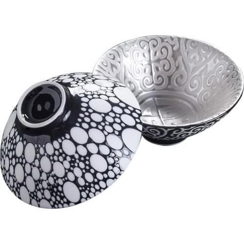 75ml Tea Cup Ceramic Tea Bowl Vintage Cup 999 Silver Porcelain Teacup Small Puer Bowls Teaware Drinkware Container Decoration