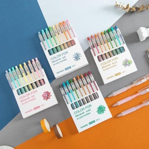 9 Colors Morandi Series Gel Pen Bullet Tip 0.55mm Refills Creative Colored Pen for Children Painting Graffiti Art Supply