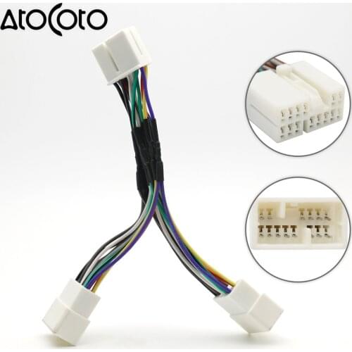 AtoCoto Y Splitter Cable Wire Harness Aux CD Changer Nav USB Adapter for Honda Accord City Civic CRV Fit for Acura
