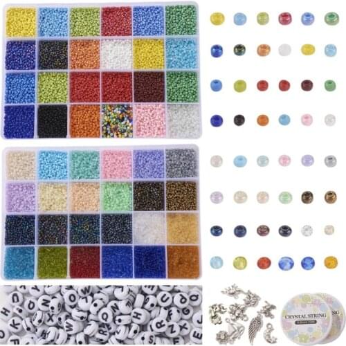 L5YA Beads Jewelry Making Kit Beads for Bracelets Craft and Art Glass Alphabet Letter Bead for DIY Arts and Crafts Gift