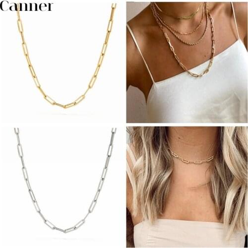 CANNER 2021 Trend Hot Fashion Rope Chain Women Necklaces Metal Gold Color Chain Necklaces For Women Fashion Jewelry Gifts