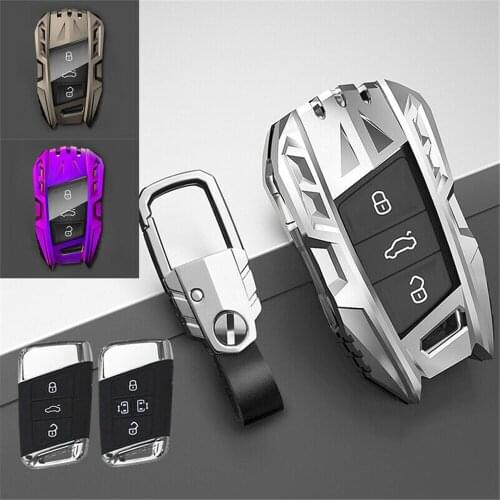 Zinc Alloy Remote Start Car Key Case Fob Cover Auto Accessories For Volkswagen VW Tiguan Passat Golf Alltrack Atlas 2018-up