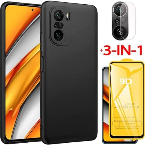 Poco-f3, glass + tpu case for pocophone f3 soft anti-shock phone cases poco m 3 pro 5g xiaomi poco m3 cover poco f3 case