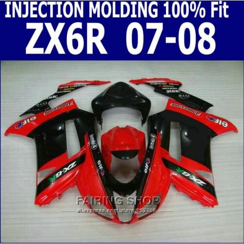Red black zx6r 2008 08 07 2007 Fairing kit For Kawasaki ninja Injection mold Fairings (100%fit) S123