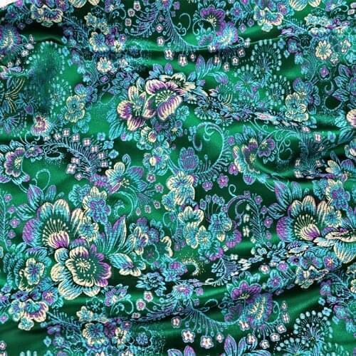 Blossom style Brocade satin Fabric Damask Jacquard Apparel Costume Upholstery Furnishing Curtain Clothing Material BY meter