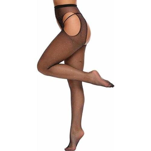 Exotic Apparel Socks Hosiery sexy lingerie hot fish net pantyhose Diamond decoration open crotch pantyhose lingerie Exotic hose