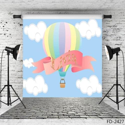 Photo Backdrop Cartoon Hot Air Balloon Computer Printed Photoshoot Photography Backgrounds for Children Baby Shower Photobooth