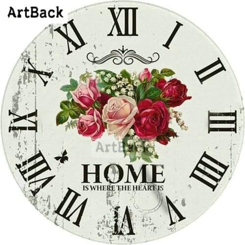 Hot 5d Diamond Painting Wall Clock Home Flowers Full Square Diamond Mosaic 3d Sticker Diamond Embroidered Clock for Home Decor