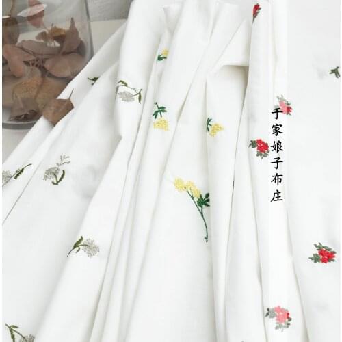 140x50cm Computer Embroidered Cotton Sewing Fabric, Making Summer Womens and Childrens Clothing Shirt Dress Cloth