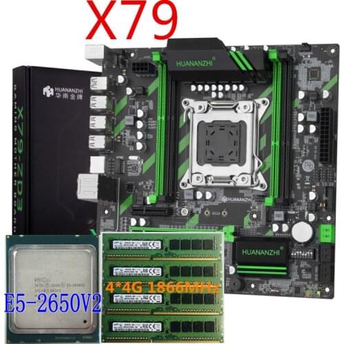 HUANAN ZHI X79-ZD3 Motherboard M.2 NVME MATX With Intel Xeon E5 2650 V2 2.5GHz CPU 4*4GB = 16GB DDR3 1866MHZ ECC/REG RAM