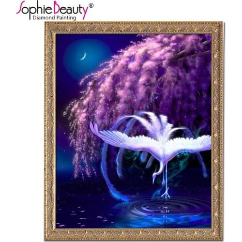 Sophie Beauty New Diy Diamond Painting Cross Stitch Crystal White Phoenix Kit Mosaic Square Full Drill Embroidery Craft Set