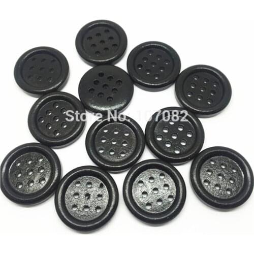40pcs 20mm Wood Round Buttons Black Sewing 9 Holes Button Embellishments For Scrapbooking Decorations