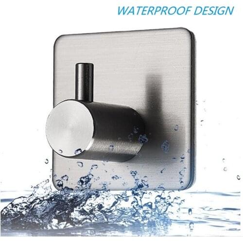 Bathroom hooks for kitchen Door Wall Hanger Wall Hooks Hanger Self Adhesive Robe Towel Hook 304 Stainless Steel genuine