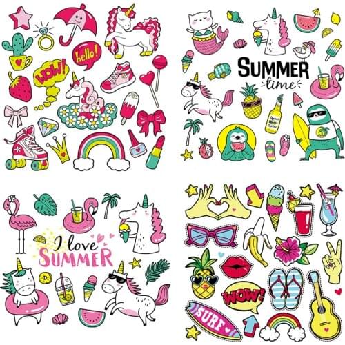 Small Size Patch Iron-On Garment Heat Transfer Washable New Design Badges Diy Accessory Clothing Deco Patches Set