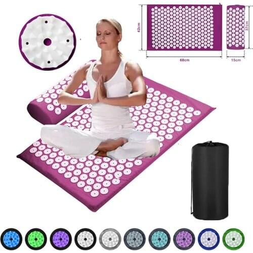 Massager Cushion Massage Yoga Mat Acupressure Mat And Pillow Set Relieve Stress Back Body Pain Spike Mats Acupressure Home Gym