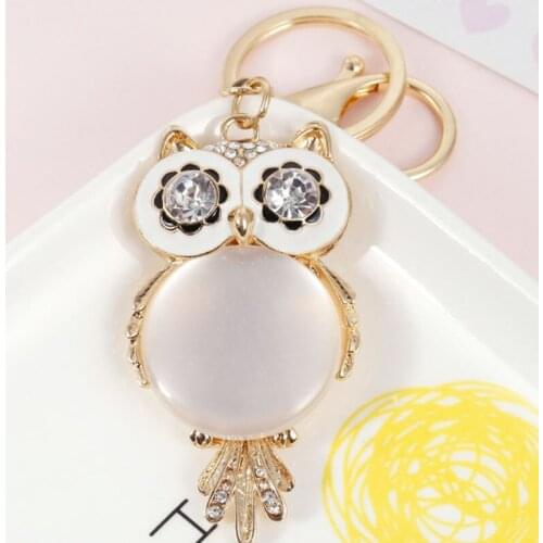 Fashion Zinc Owl Keychain Bag Pendant Key Holder Crystal for Women Bag Animal Charm Key Chain Buckle Key Ring GL5023